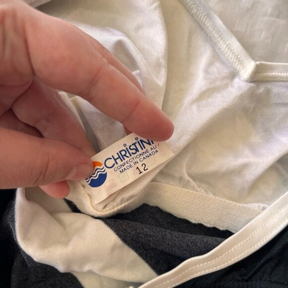 Rare Vintage Black + White Diagonally Striped Strapless One Piece S - Picture 6 of 13